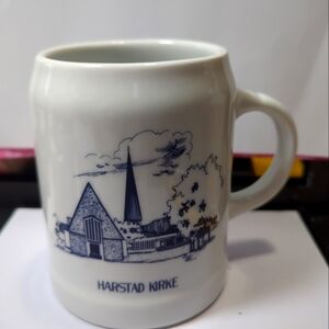 STONEWARE THEMED MUG HARSTAD KIRKE OF NORWAY 1982 Vintage  DEKOR-DYRVIK- Dated